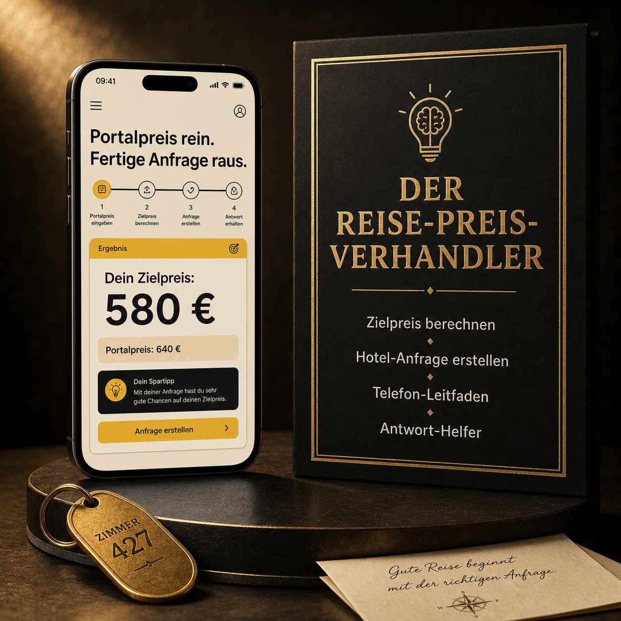 Reise-Preisverhandler mit Zielpreis auf dem Smartphone